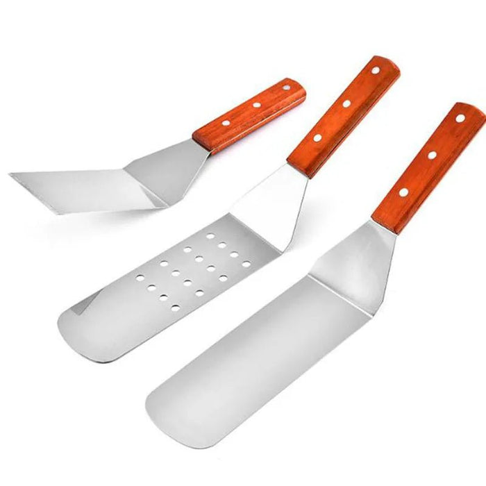 Stainless Steel Metal BBQ Grill Turner Spatula Kitchen Cooking Utensils Accessories For Cutlets Bacon Teppanyaki Pancake - CLICK TIK