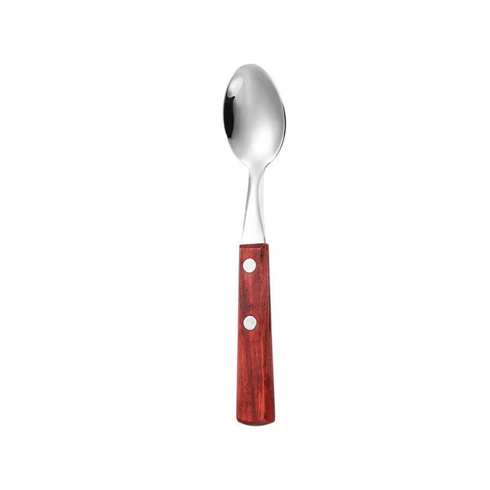 Stainless Steel Tableware Reusable Portable Set Mirror Silverware Wood Handle Knife Fork Spoon Home Kitchen Western Cutlery - CLICK TIK