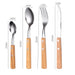Stainless Steel Tableware Reusable Portable Set Mirror Silverware Wood Handle Knife Fork Spoon Home Kitchen Western Cutlery - CLICK TIK