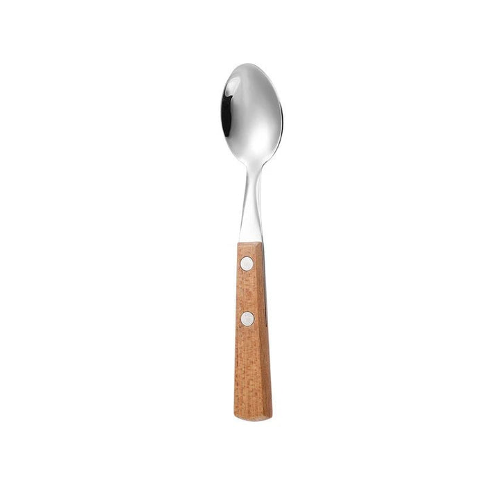 Stainless Steel Tableware Reusable Portable Set Mirror Silverware Wood Handle Knife Fork Spoon Home Kitchen Western Cutlery - CLICK TIK