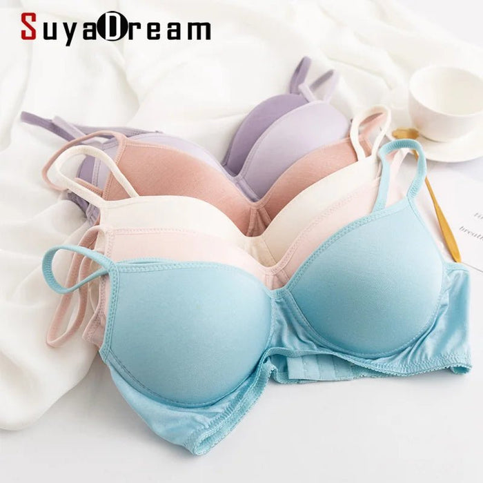 SuyaDream Women SILK Bras Wireless Bralette Seamless Bra invisible 100% REAL SILK Healthy Underwear - CLICK TIK