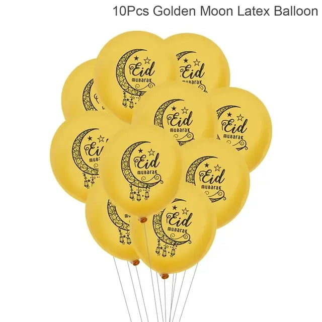 Eid Mubarak Plates Banner Balloon Tableware Ramadan Decoration 2024 Ramadan Kareem Islamic Muslim Party Decor Eid Al Adha Gifts - CLICK TIK
