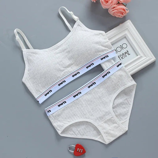 Teenagers Girls Lingerie Cotton Underwear Sets Kids Young Girls Training Bras Puberty Students Bra Vest Brassiere Panties 8 - 16Y - CLICK TIK