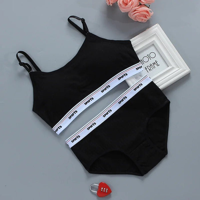 Teenagers Girls Lingerie Cotton Underwear Sets Kids Young Girls Training Bras Puberty Students Bra Vest Brassiere Panties 8 - 16Y - CLICK TIK