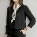V Neck Gas Field Black Formal Wear All - Match Anti - Wrinkle Satin - CLICK TIK