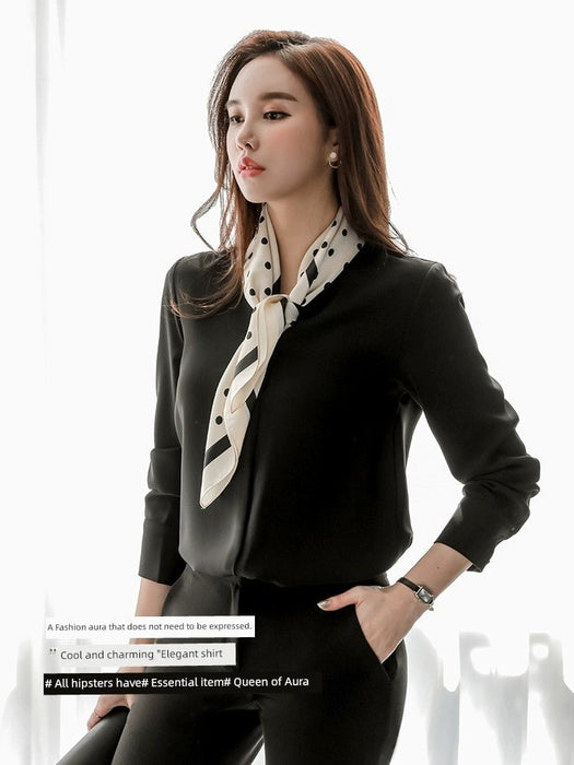 V Neck Gas Field Black Formal Wear All - Match Anti - Wrinkle Satin - CLICK TIK