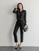 V Neck Gas Field Black Formal Wear All - Match Anti - Wrinkle Satin - CLICK TIK