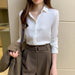 Vintage Blouse Women Autumn Fashion Button Up Satin Silk Shirt White Lady Long Sleeves Female Loose Street Shirts Blusas 12084 - CLICK TIK
