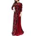 Vintage Summer Autumn Dress Women Muslim Party Flower Dresses Floral Printing 3/4 Sleeve Robe Long Maxi Dress Gown Islam - CLICK TIK