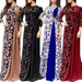 Vintage Summer Autumn Dress Women Muslim Party Flower Dresses Floral Printing 3/4 Sleeve Robe Long Maxi Dress Gown Islam - CLICK TIK