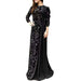 Vintage Summer Autumn Dress Women Muslim Party Flower Dresses Floral Printing 3/4 Sleeve Robe Long Maxi Dress Gown Islam - CLICK TIK