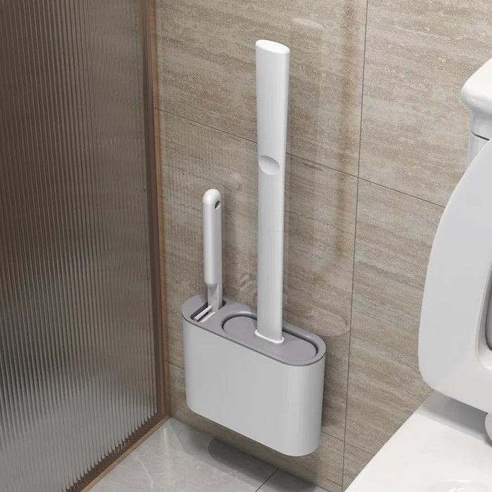 Wall Hanging Toilet Brush with Holder Long Handled Silicone Toilet Brush Soft Bristles WC Cleaning Brush Bathroom Accessories - CLICK TIK