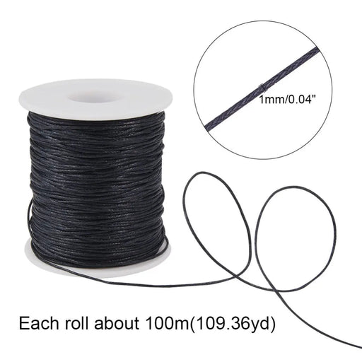 Waxed Cotton Thread Cords Mixed Color 1mm about 100yards/roll - CLICK TIK