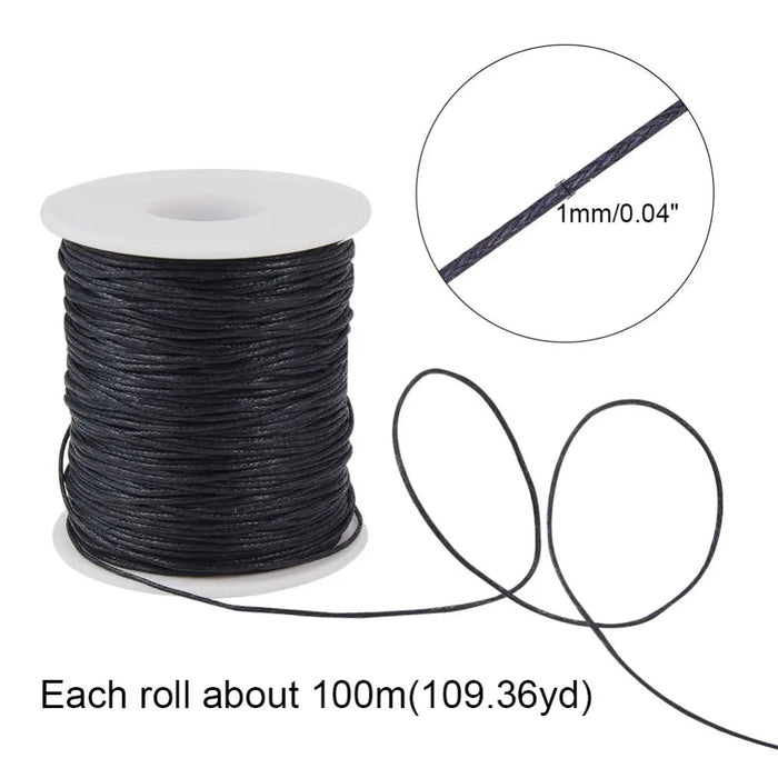 Waxed Cotton Thread Cords Mixed Color 1mm about 100yards/roll - CLICK TIK