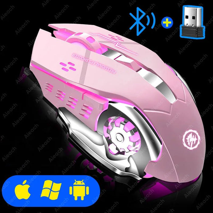 Wireless Bluetooth Gaming Mouse 2.4g USB Rechargeable Ergonomic Mechanical Backlight Design for Laptop PC Computer Gamer - CLICK TIK