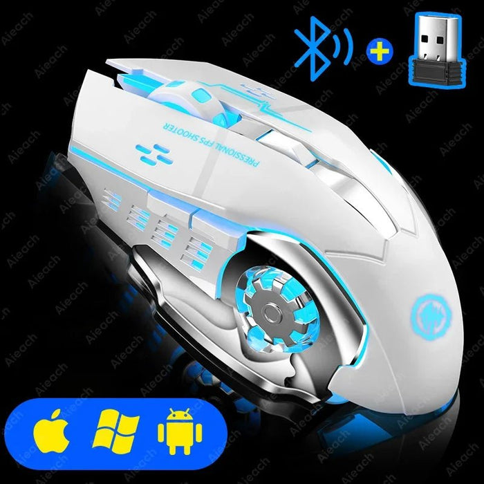 Wireless Bluetooth Gaming Mouse 2.4g USB Rechargeable Ergonomic Mechanical Backlight Design for Laptop PC Computer Gamer - CLICK TIK
