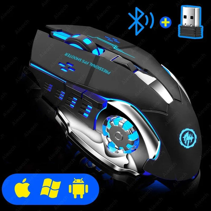 Wireless Bluetooth Gaming Mouse 2.4g USB Rechargeable Ergonomic Mechanical Backlight Design for Laptop PC Computer Gamer - CLICK TIK