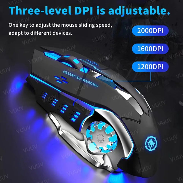 Wireless Bluetooth Gaming Mouse 2.4g USB Rechargeable Ergonomic Mechanical Backlight Design for Laptop PC Computer Gamer - CLICK TIK