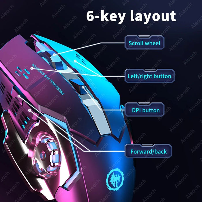Wireless Bluetooth Gaming Mouse 2.4g USB Rechargeable Ergonomic Mechanical Backlight Design for Laptop PC Computer Gamer - CLICK TIK