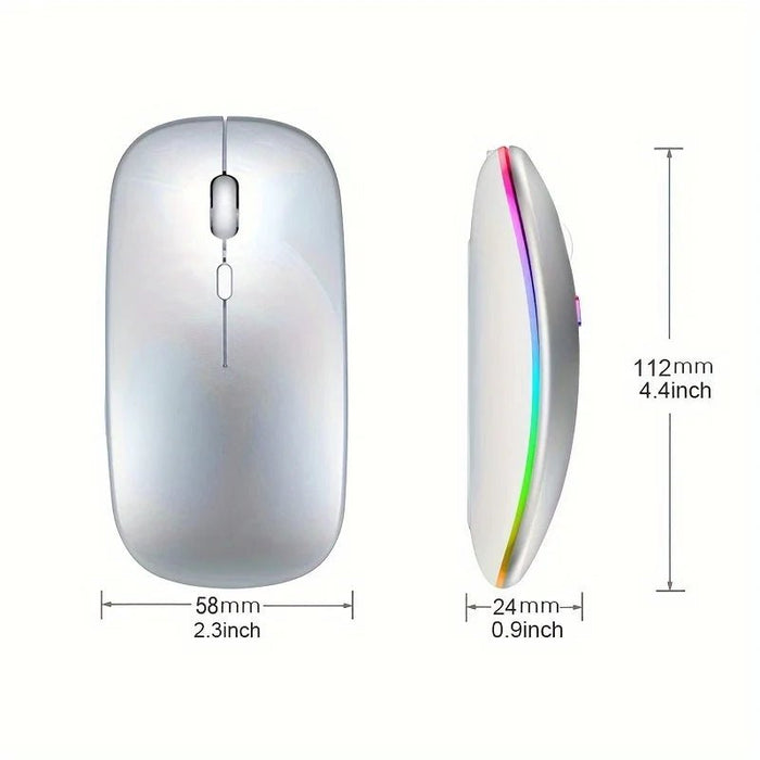 Wireless Mouse Bluetooth and 2.4GHz Dual Modes Rechargeable RGB Ergonomic Silent Click for PC iPad Laptop Cell Phone TV - CLICK TIK