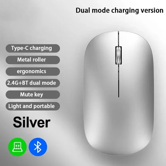 Wireless Mouse Bluetooth Silent 2.4G Dual - mode Type - C Charging Ergonomic Morandi Portable Laptop Office Gaming Mouse - CLICK TIK