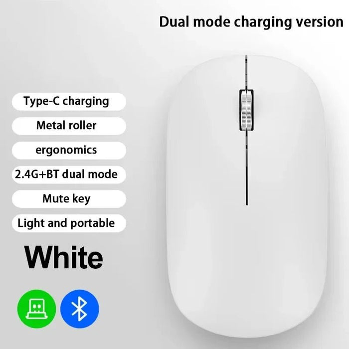 Wireless Mouse Bluetooth Silent 2.4G Dual - mode Type - C Charging Ergonomic Morandi Portable Laptop Office Gaming Mouse - CLICK TIK