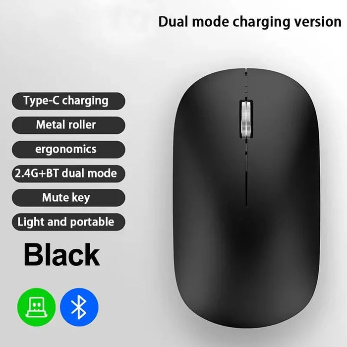 Wireless Mouse Bluetooth Silent 2.4G Dual - mode Type - C Charging Ergonomic Morandi Portable Laptop Office Gaming Mouse - CLICK TIK