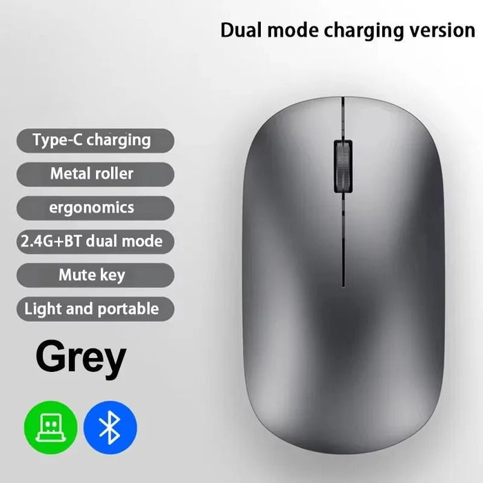 Wireless Mouse Bluetooth Silent 2.4G Dual - mode Type - C Charging Ergonomic Morandi Portable Laptop Office Gaming Mouse - CLICK TIK