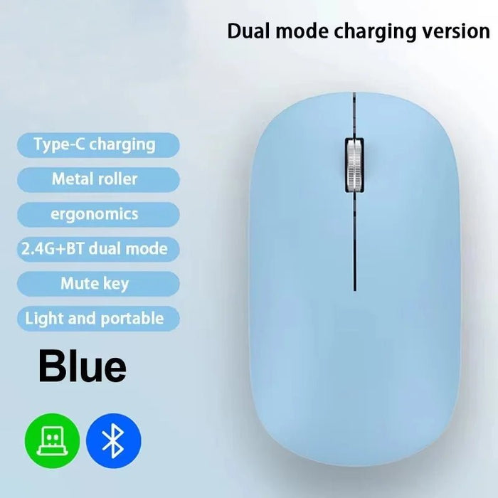 Wireless Mouse Bluetooth Silent 2.4G Dual - mode Type - C Charging Ergonomic Morandi Portable Laptop Office Gaming Mouse - CLICK TIK
