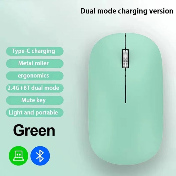 Wireless Mouse Bluetooth Silent 2.4G Dual - mode Type - C Charging Ergonomic Morandi Portable Laptop Office Gaming Mouse - CLICK TIK