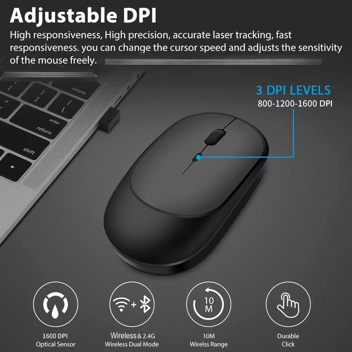 Wireless Mouse Rechargeable Mouse Gamer Dual Modes Bluetooth - compatible 2.4G USB Mice For Laptop Pad Tablet PC Macbook Mause - CLICK TIK