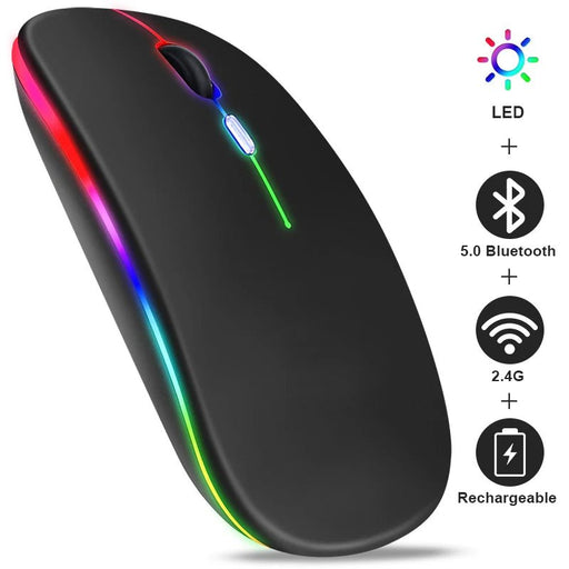 Wireless Mouse RGB Rechargeable Bluetooth Mice Wireless Computer Mause LED Backlit Ergonomic Gaming Mouse for Laptop PC 3600DPI - CLICK TIK