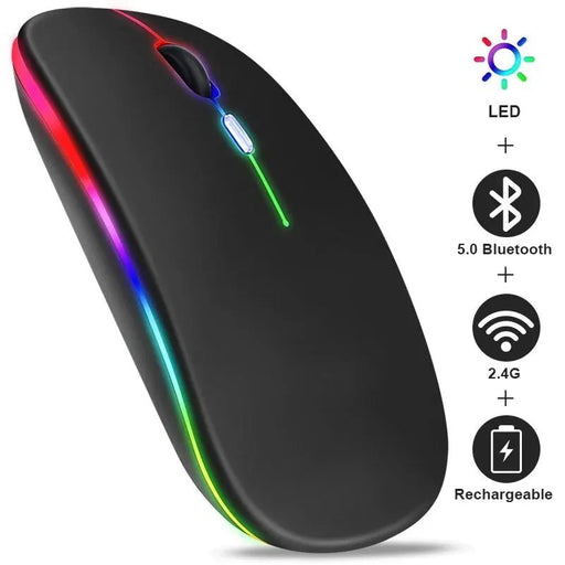 Wireless Mouse RGB Rechargeable Bluetooth Mice Wireless Computer Mause LED Backlit Ergonomic Gaming Mouse for Laptop PC 3600DPI - CLICK TIK
