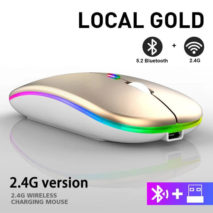 Wireless Mouse RGB Rechargeable Bluetooth Mice Wireless Computer Mause LED Backlit Ergonomic Gaming Mouse for Laptop PC 3600DPI - CLICK TIK