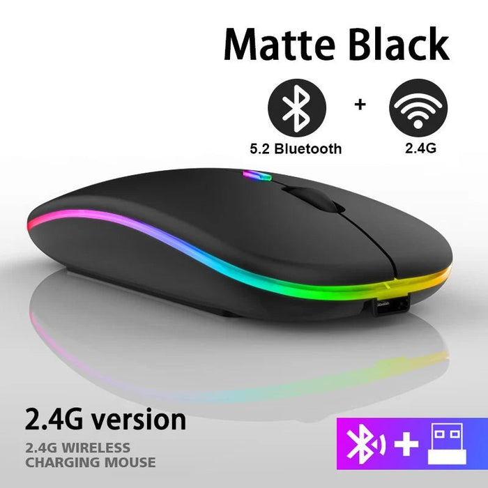 Wireless Mouse RGB Rechargeable Bluetooth Mice Wireless Computer Mause LED Backlit Ergonomic Gaming Mouse for Laptop PC 3600DPI - CLICK TIK