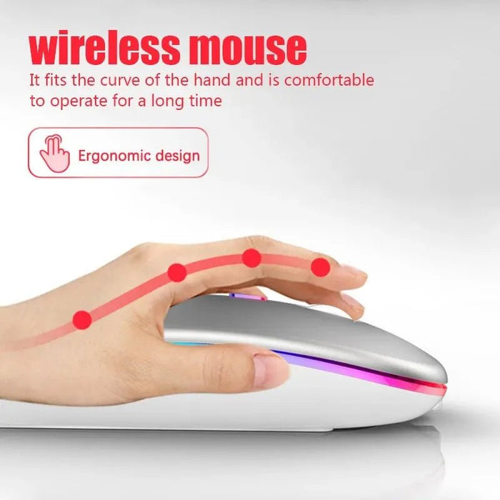 Wireless Mouse RGB Rechargeable Bluetooth Mice Wireless Computer Mause LED Backlit Ergonomic Gaming Mouse for Laptop PC 3600DPI - CLICK TIK