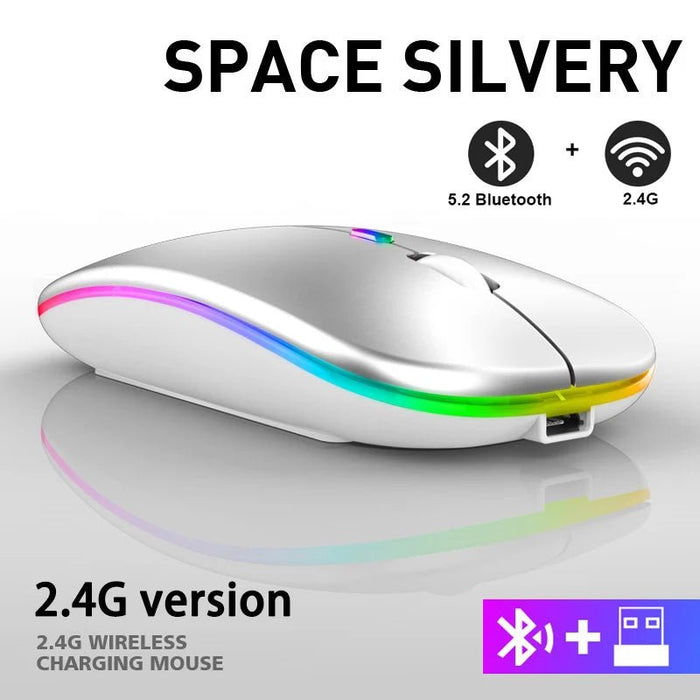 Wireless Mouse RGB Rechargeable Bluetooth Mice Wireless Computer Mause LED Backlit Ergonomic Gaming Mouse for Laptop PC 3600DPI - CLICK TIK