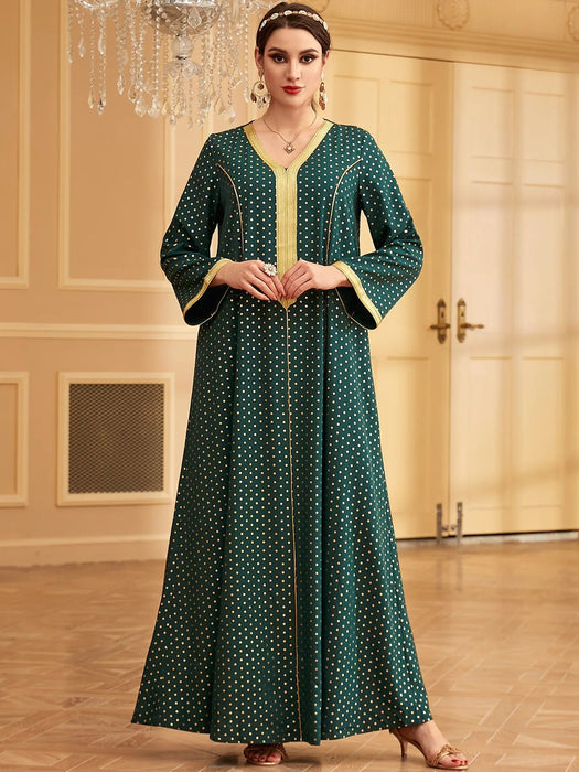 Women Arab Muslim Dress Abaya Embroidery Gilded Maxi Abayas Dubai Turkey Islam Kaftan Longue Musulmane Vestidos Largos - CLICK TIK