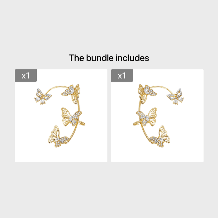 Women'S Elegant Butterfly Ear Cuffs - No - Piercing Ear Hooks, Synthetic Gemstone Accents, Everyday & Formal Jewelry for Parties, Weddings, Everyday Outfits - Non - Piercing Ear Clips for Sensitive Light Beige, Party Accessories, - CLICK TIK