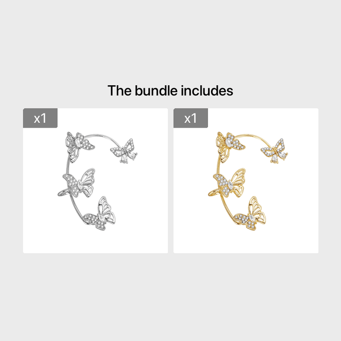 Women'S Elegant Butterfly Ear Cuffs - No - Piercing Ear Hooks, Synthetic Gemstone Accents, Everyday & Formal Jewelry for Parties, Weddings, Everyday Outfits - Non - Piercing Ear Clips for Sensitive Light Beige, Party Accessories, - CLICK TIK