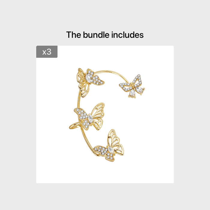Women'S Elegant Butterfly Ear Cuffs - No - Piercing Ear Hooks, Synthetic Gemstone Accents, Everyday & Formal Jewelry for Parties, Weddings, Everyday Outfits - Non - Piercing Ear Clips for Sensitive Light Beige, Party Accessories, - CLICK TIK