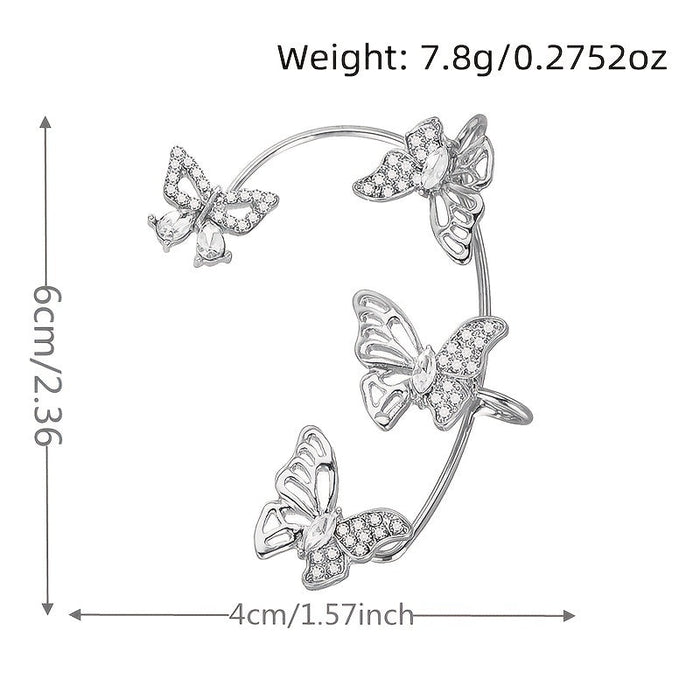 Women'S Elegant Butterfly Ear Cuffs - No - Piercing Ear Hooks, Synthetic Gemstone Accents, Everyday & Formal Jewelry for Parties, Weddings, Everyday Outfits - Non - Piercing Ear Clips for Sensitive Light Beige, Party Accessories, - CLICK TIK