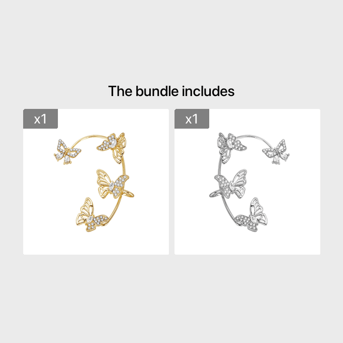 Women'S Elegant Butterfly Ear Cuffs - No - Piercing Ear Hooks, Synthetic Gemstone Accents, Everyday & Formal Jewelry for Parties, Weddings, Everyday Outfits - Non - Piercing Ear Clips for Sensitive Light Beige, Party Accessories, - CLICK TIK