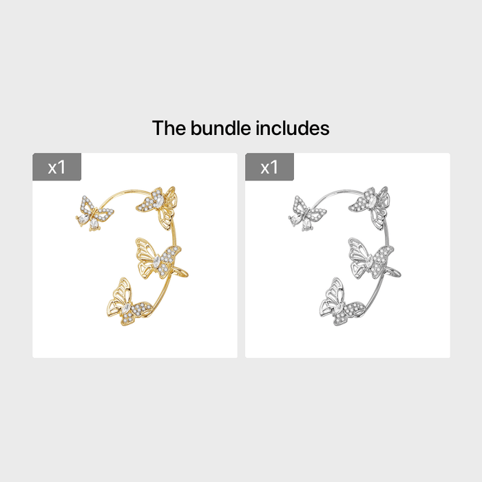 Women'S Elegant Butterfly Ear Cuffs - No - Piercing Ear Hooks, Synthetic Gemstone Accents, Everyday & Formal Jewelry for Parties, Weddings, Everyday Outfits - Non - Piercing Ear Clips for Sensitive Light Beige, Party Accessories, - CLICK TIK