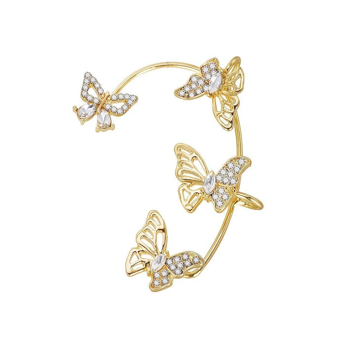 Women'S Elegant Butterfly Ear Cuffs - No - Piercing Ear Hooks, Synthetic Gemstone Accents, Everyday & Formal Jewelry for Parties, Weddings, Everyday Outfits - Non - Piercing Ear Clips for Sensitive Light Beige, Party Accessories, - CLICK TIK