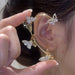 Women'S Elegant Butterfly Ear Cuffs - No - Piercing Ear Hooks, Synthetic Gemstone Accents, Everyday & Formal Jewelry for Parties, Weddings, Everyday Outfits - Non - Piercing Ear Clips for Sensitive Light Beige, Party Accessories, - CLICK TIK