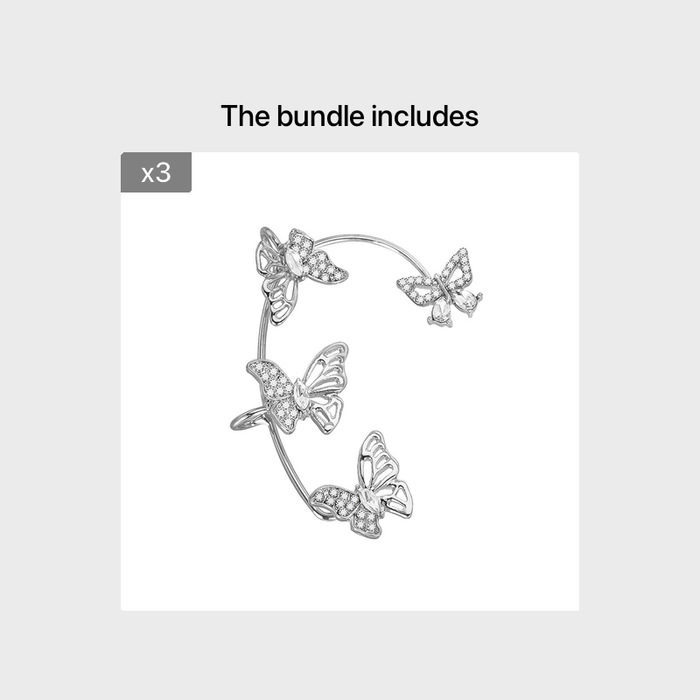 Women'S Elegant Butterfly Ear Cuffs - No - Piercing Ear Hooks, Synthetic Gemstone Accents, Everyday & Formal Jewelry for Parties, Weddings, Everyday Outfits - Non - Piercing Ear Clips for Sensitive Light Beige, Party Accessories, - CLICK TIK