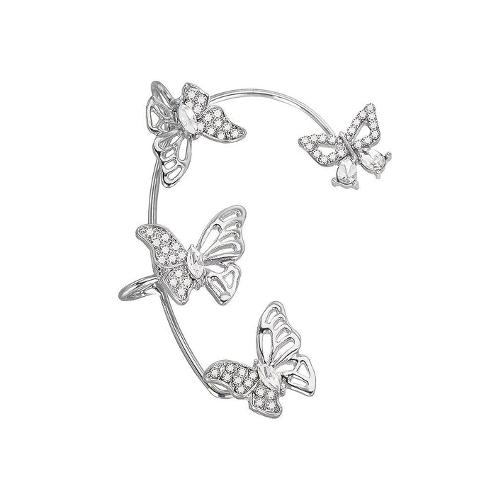 Women'S Elegant Butterfly Ear Cuffs - No - Piercing Ear Hooks, Synthetic Gemstone Accents, Everyday & Formal Jewelry for Parties, Weddings, Everyday Outfits - Non - Piercing Ear Clips for Sensitive Light Beige, Party Accessories, - CLICK TIK
