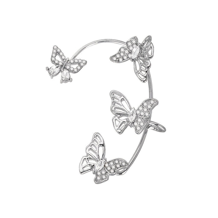 Women'S Elegant Butterfly Ear Cuffs - No - Piercing Ear Hooks, Synthetic Gemstone Accents, Everyday & Formal Jewelry for Parties, Weddings, Everyday Outfits - Non - Piercing Ear Clips for Sensitive Light Beige, Party Accessories, - CLICK TIK