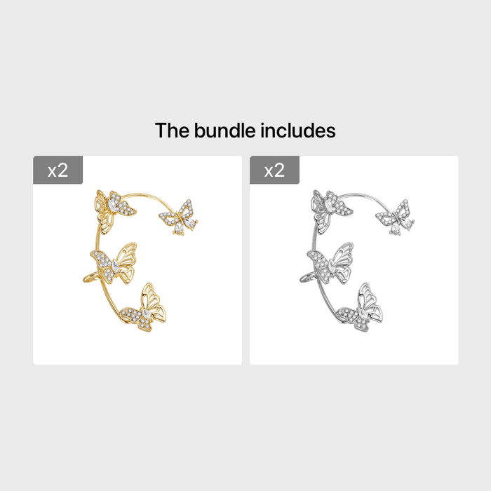 Women'S Elegant Butterfly Ear Cuffs - No - Piercing Ear Hooks, Synthetic Gemstone Accents, Everyday & Formal Jewelry for Parties, Weddings, Everyday Outfits - Non - Piercing Ear Clips for Sensitive Light Beige, Party Accessories, - CLICK TIK
